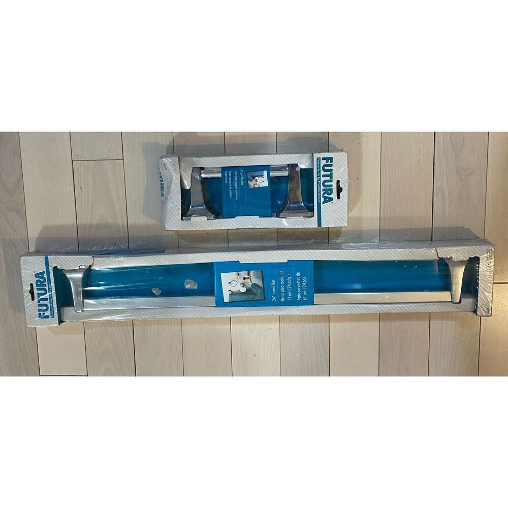 Futura by Feanklin Brass Towel Bar and Paper Holder Bathroom Chrome Finish